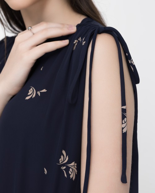 SIXDO Sleeveless V-Neck Floral Flared Dress